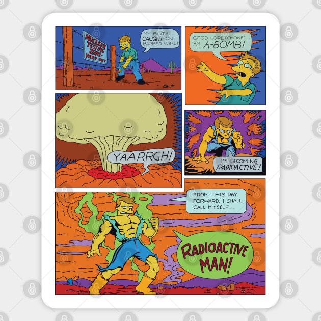 Radioactive Man Origin Story Comic Page Sticker by saintpetty